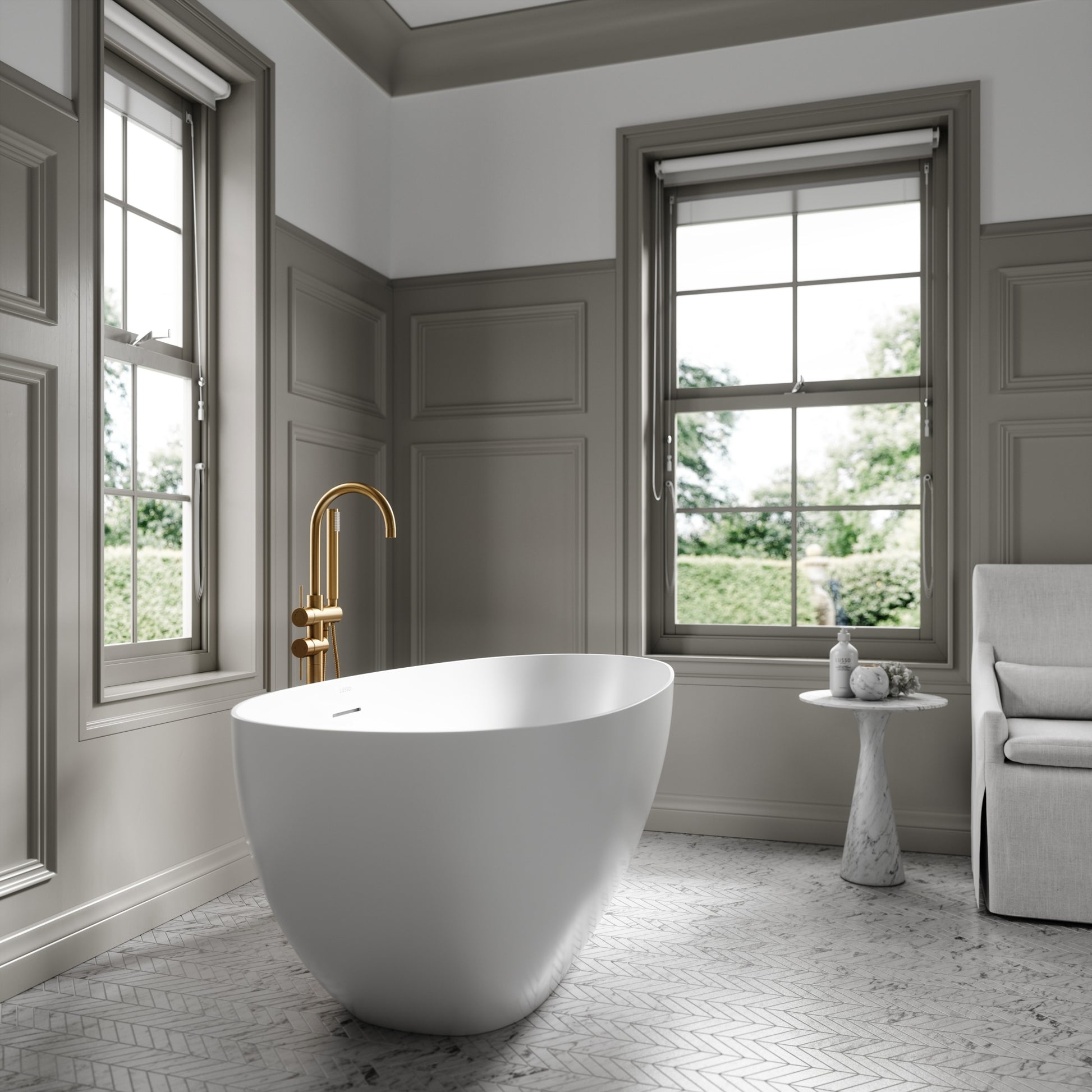 Lusso Light Egg Shell Freestanding Mini Bath 1500mm