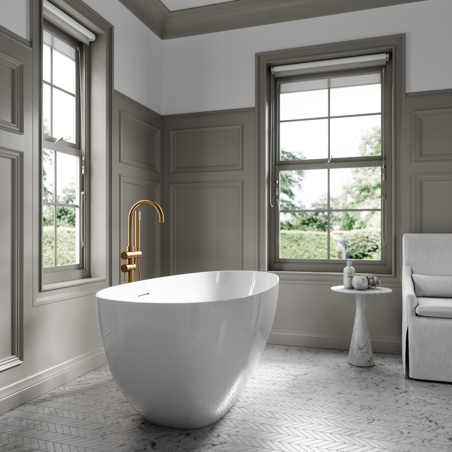 Lusso Light Egg Shell Freestanding Mini Bath 1500mm