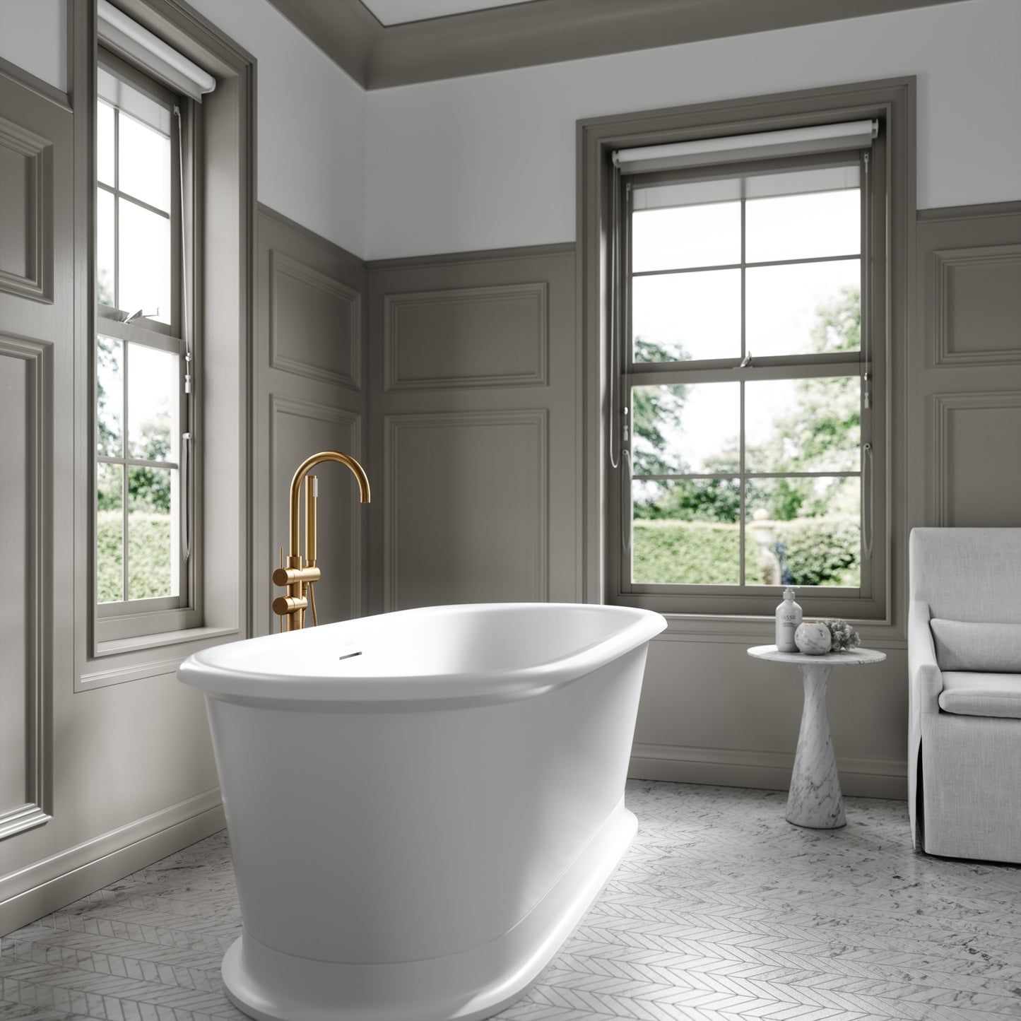 Lusso Light Verona White Freestanding Bath 1700mm