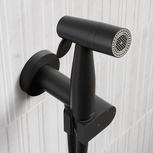 Lusso Matte Black Temperature Control Douche Shower Spray Kit