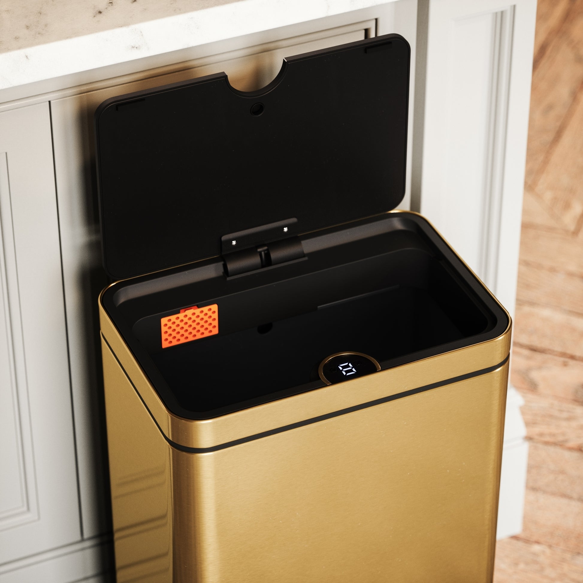 Lusso Mondiza Brushed Gold 30 Litre Kitchen Sensor Bin