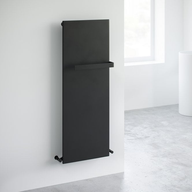 Slimline Flat Panel Radiator With Towel Bar Matte Black 1220mm