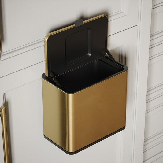 Lusso Zattura Brushed Gold 5 Litre Hanging Kitchen Cabinet Bin