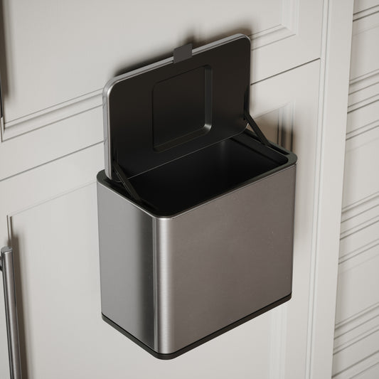 Lusso Zattura Brushed Stainless 5 Litre Hanging Kitchen Cabinet Bin