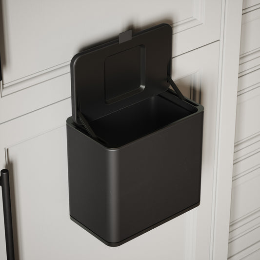 Lusso Zattura Matte Black 5 Litre Hanging Kitchen Cabinet Bin