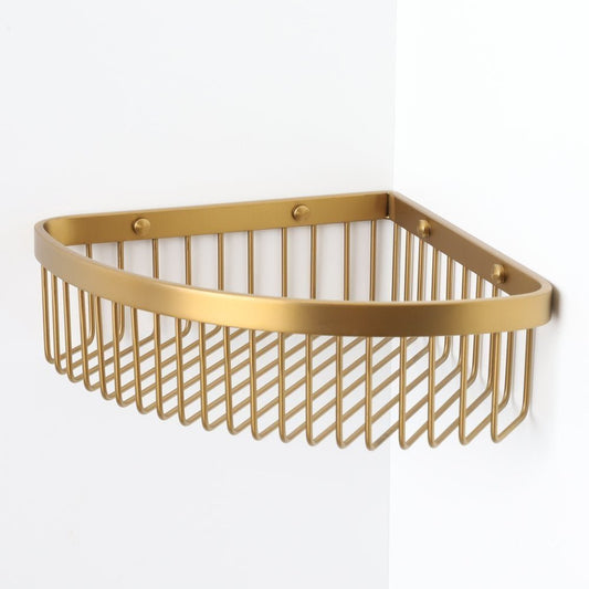 Luxe Brushed Gold Corner Shower Storage Basket