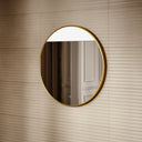 Luxe Brushed Gold Round Mirror with Light & Demister 800mm