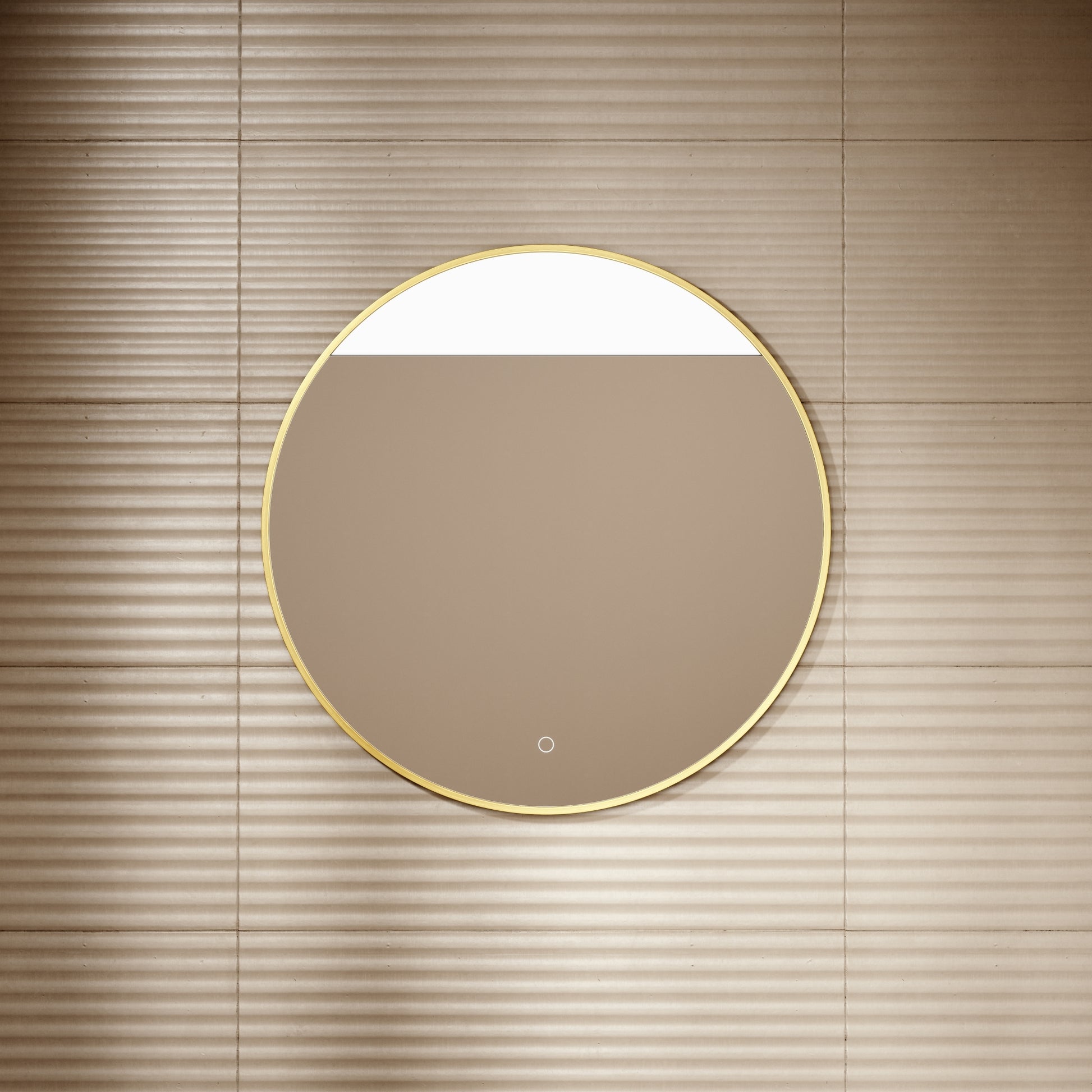 Luxe Brushed Gold Round Mirror with Light & Demister 800mm