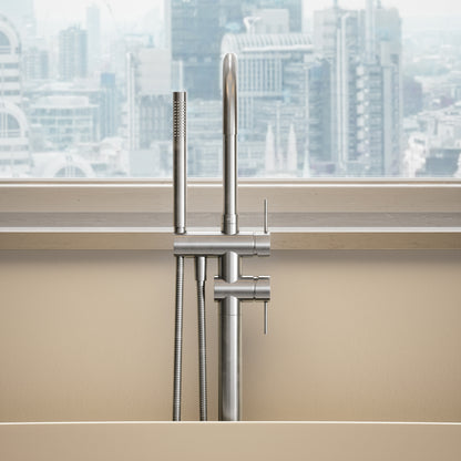 Luxe Brushed Stainless Floorstanding Bath Shower Mixer Tap