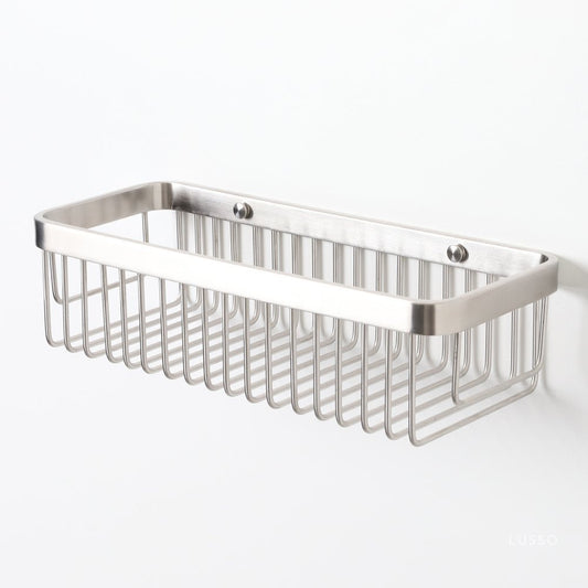 Luxe Brushed Stainless Large Shower Storage Basket