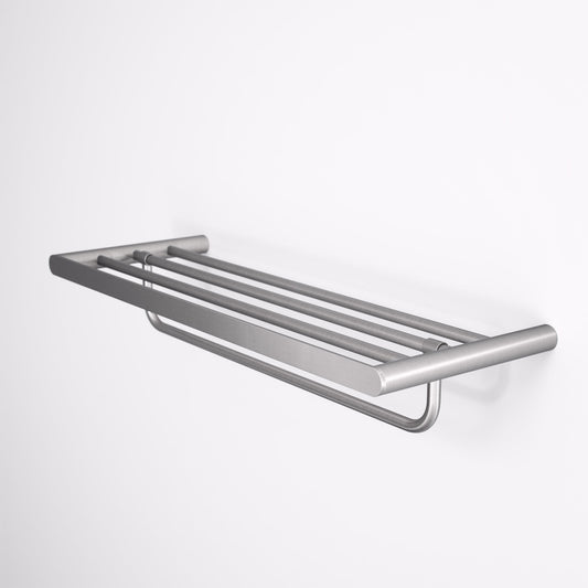 Luxe Brushed Stainless Towel Shelf With Rail 600mm