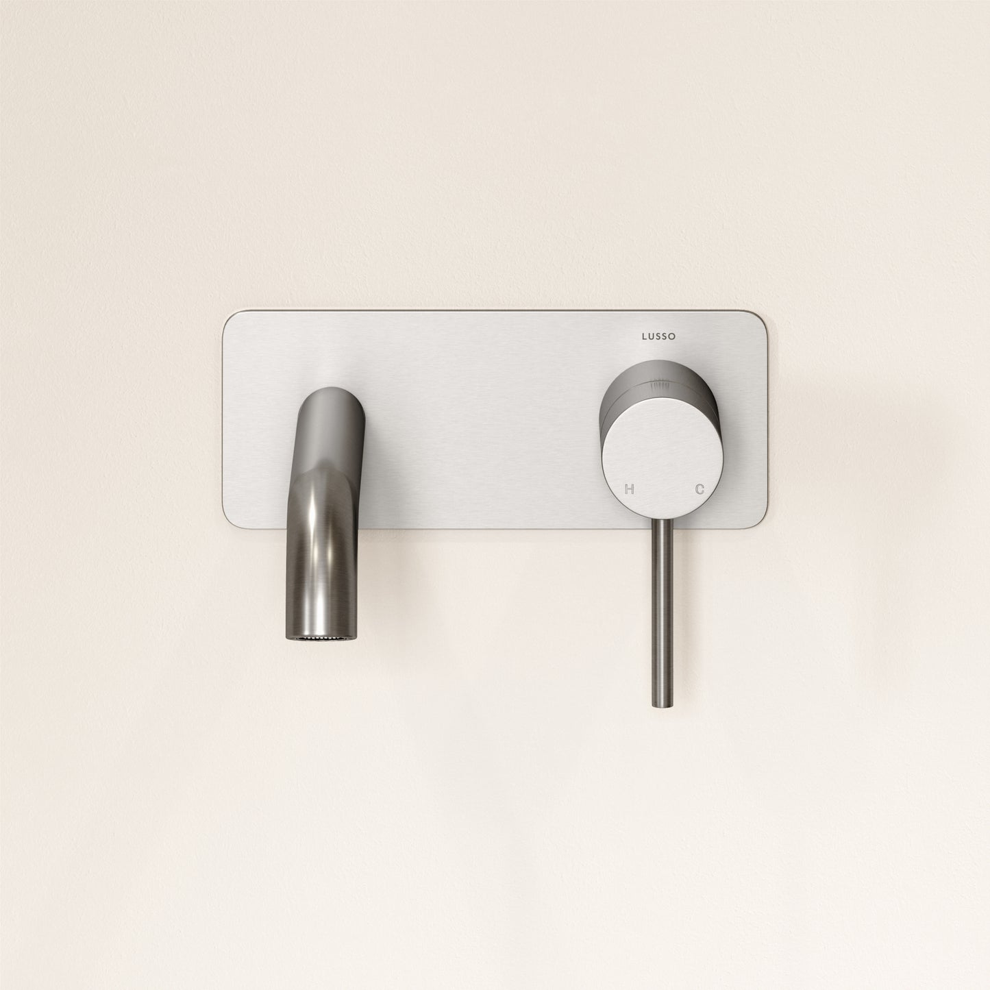 Luxe Brushed Stainless Wall Mounted Basin Mixer Tap V2