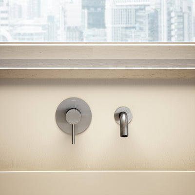 Luxe Brushed Stainless Wall Mounted Bath Mixer Tap