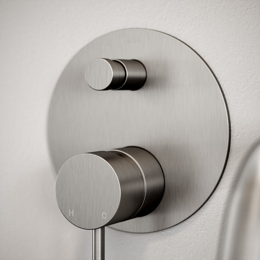 Luxe Brushed Stainless Wall Mounted Bath Shower Mixer Tap