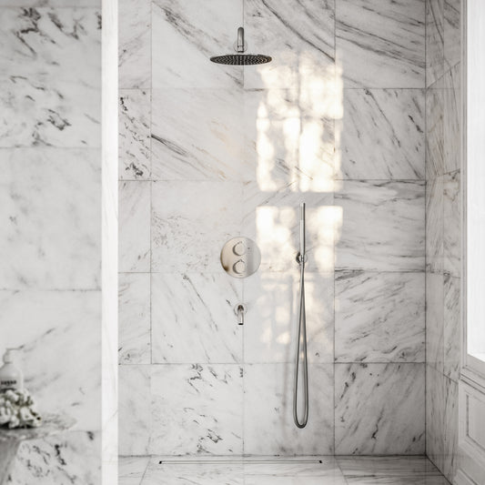 Luxe Chrome 3 Way Thermostatic Shower with Handheld Shower & Bath Spout