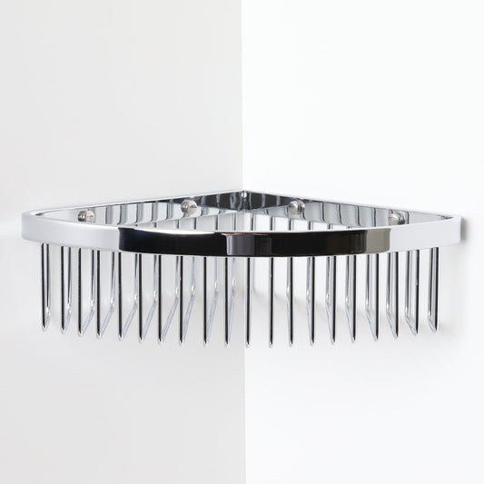 Luxe Chrome Corner Shower Storage Basket