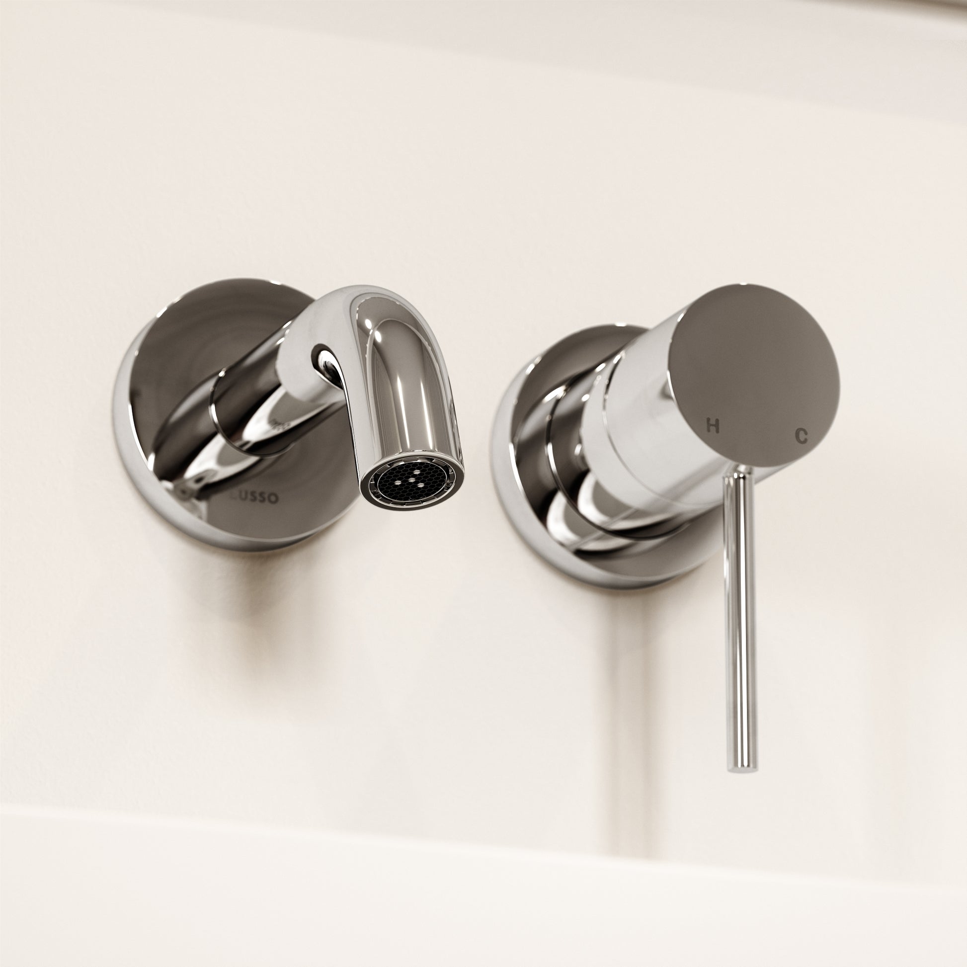 Luxe Chrome Short Projection Wall Mounted Basin Mixer Tap