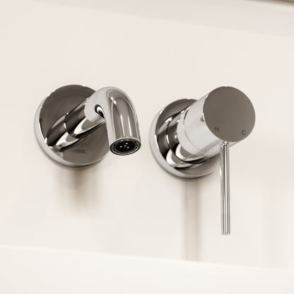 Luxe Chrome Short Projection Wall Mounted Basin Mixer Tap
