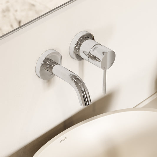 Luxe Chrome Short Projection Wall Mounted Basin Mixer Tap