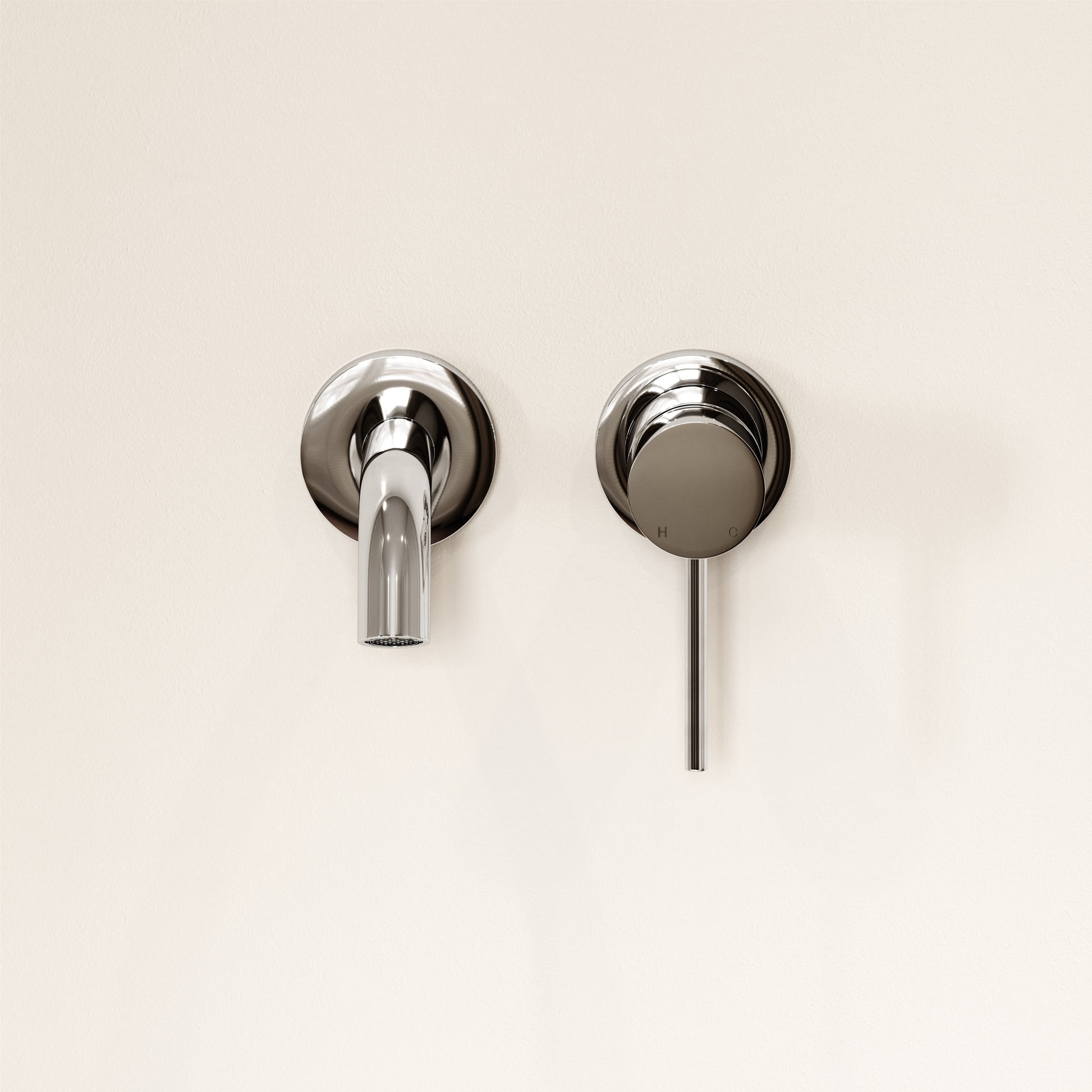 Luxe Chrome Short Projection Wall Mounted Basin Mixer Tap