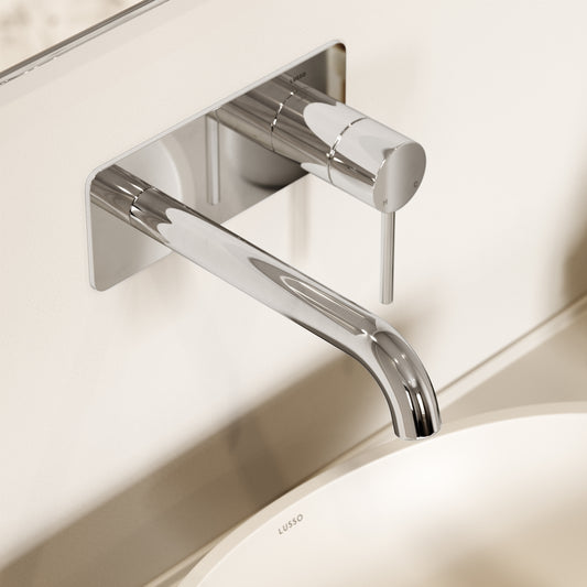 Luxe Chrome Wall Mounted Basin Mixer Tap V2