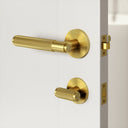 Luxe Knurled Brushed Gold Bathroom WC Thumbturn Set with Latch
