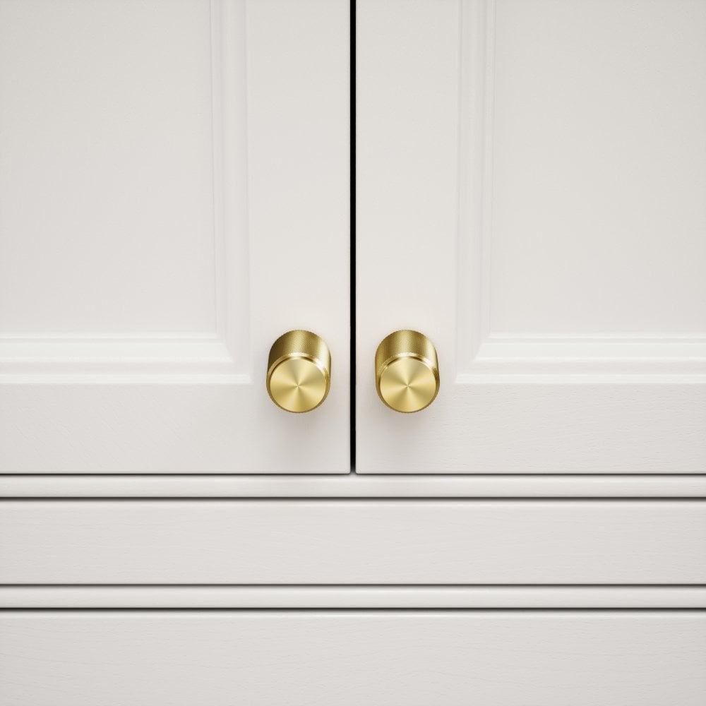 Luxe Knurled Brushed Gold Cabinet Furniture Knobs - LUSSO Luxe Knurled Brushed Gold Cabinet Furniture Knobs - LUSSO