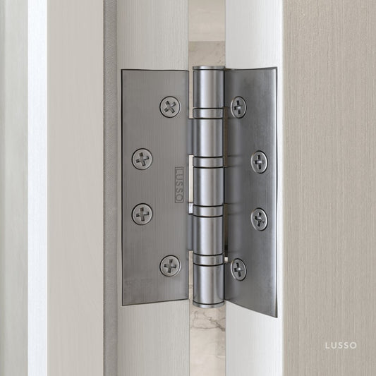 Luxe Knurled Brushed Stainless Door Handle and Hinge Bundle