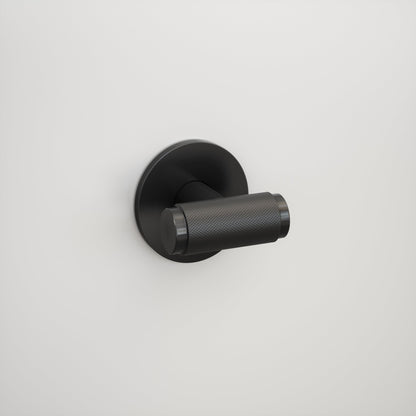 Luxe Knurled Matte Black Bathroom WC Thumbturn Set with Latch