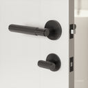 Luxe Knurled Matte Black Bathroom WC Thumbturn Set with Latch