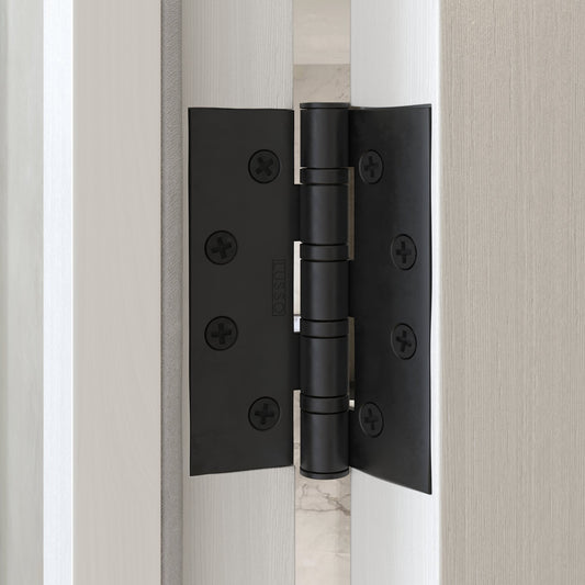 Luxe Knurled Matte Black Door Handle and Hinge Bundle