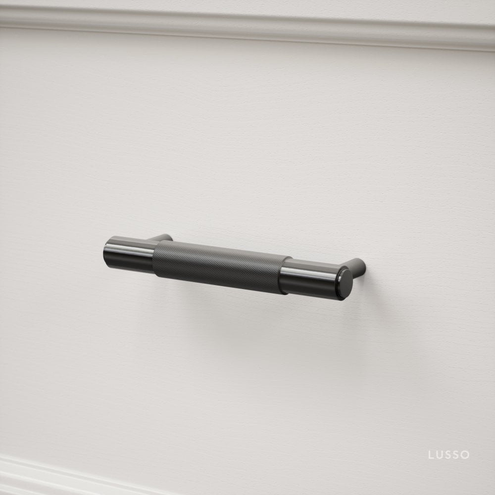 Luxe Knurled Matte Black Pull Bar 150mm