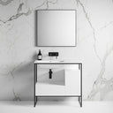 Luxe Matte Black Frame Vanity Unit with Stone Basin 900mm