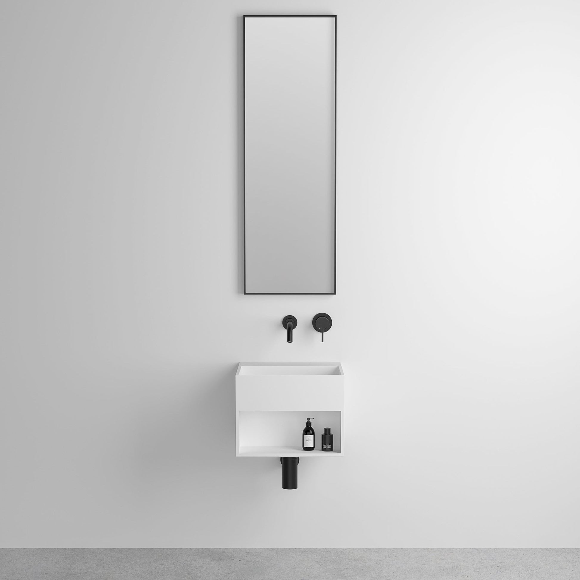 Luxe Matte Black Mirror 300mm