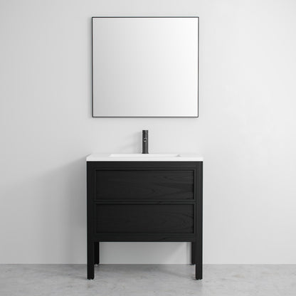 Luxe Matte Black Mirror 700mm