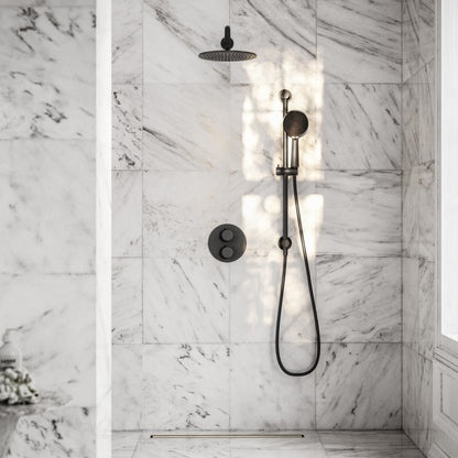 Luxe Matte Black Thermostatic Shower with Handheld Shower