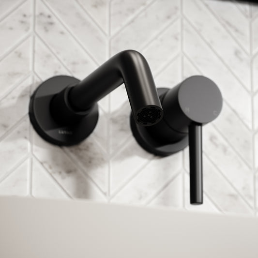 Luxe Matte Black Wall Mounted Basin Mixer Tap V1