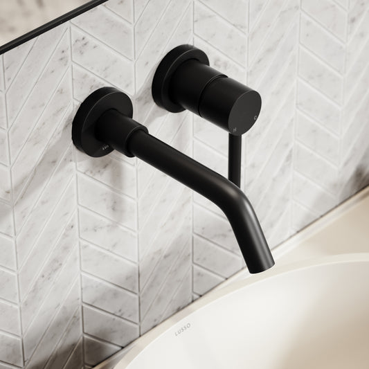 Luxe Matte Black Wall Mounted Basin Mixer Tap V1