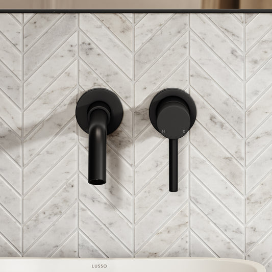 Luxe Matte Black Wall Mounted Basin Mixer Tap V1