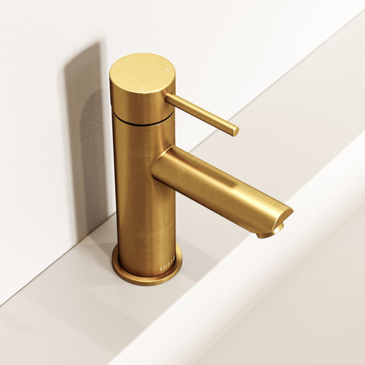Luxe Monobloc Brushed Gold Basin Mixer Tap
