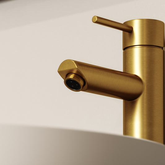 Luxe Monobloc Brushed Gold Basin Tall Mixer Tap