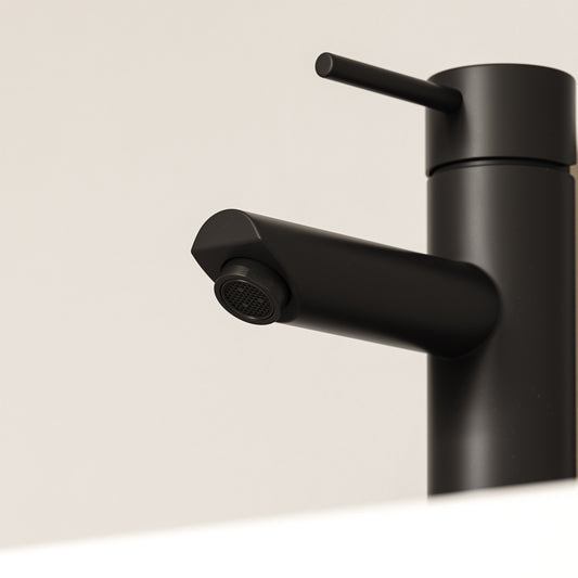 Luxe Monobloc Matte Black Basin Mixer Tap