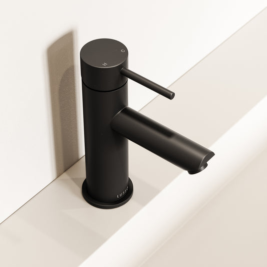 Luxe Monobloc Matte Black Basin Mixer Tap