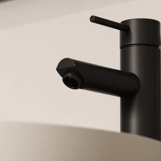 Luxe Monobloc Matte Black Tall Basin Mixer Tap