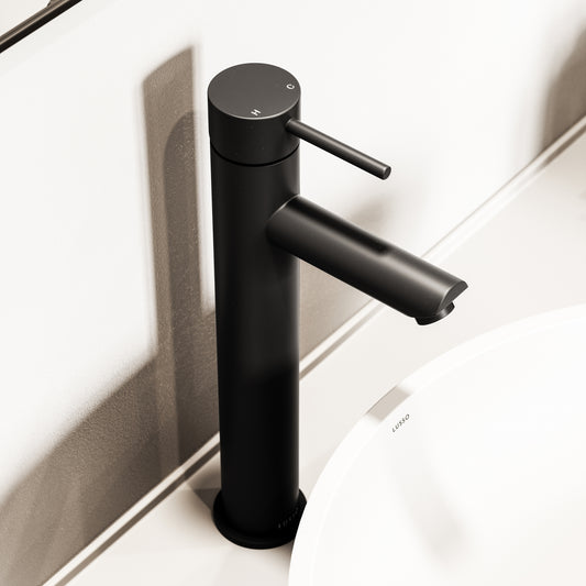 Luxe Monobloc Matte Black Tall Basin Mixer Tap