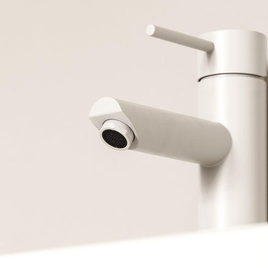 Luxe Monobloc Silk Matte White Basin Mixer Tap