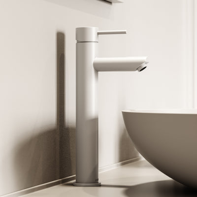 Luxe Monobloc Silk Matte White Basin Tall Mixer Tap