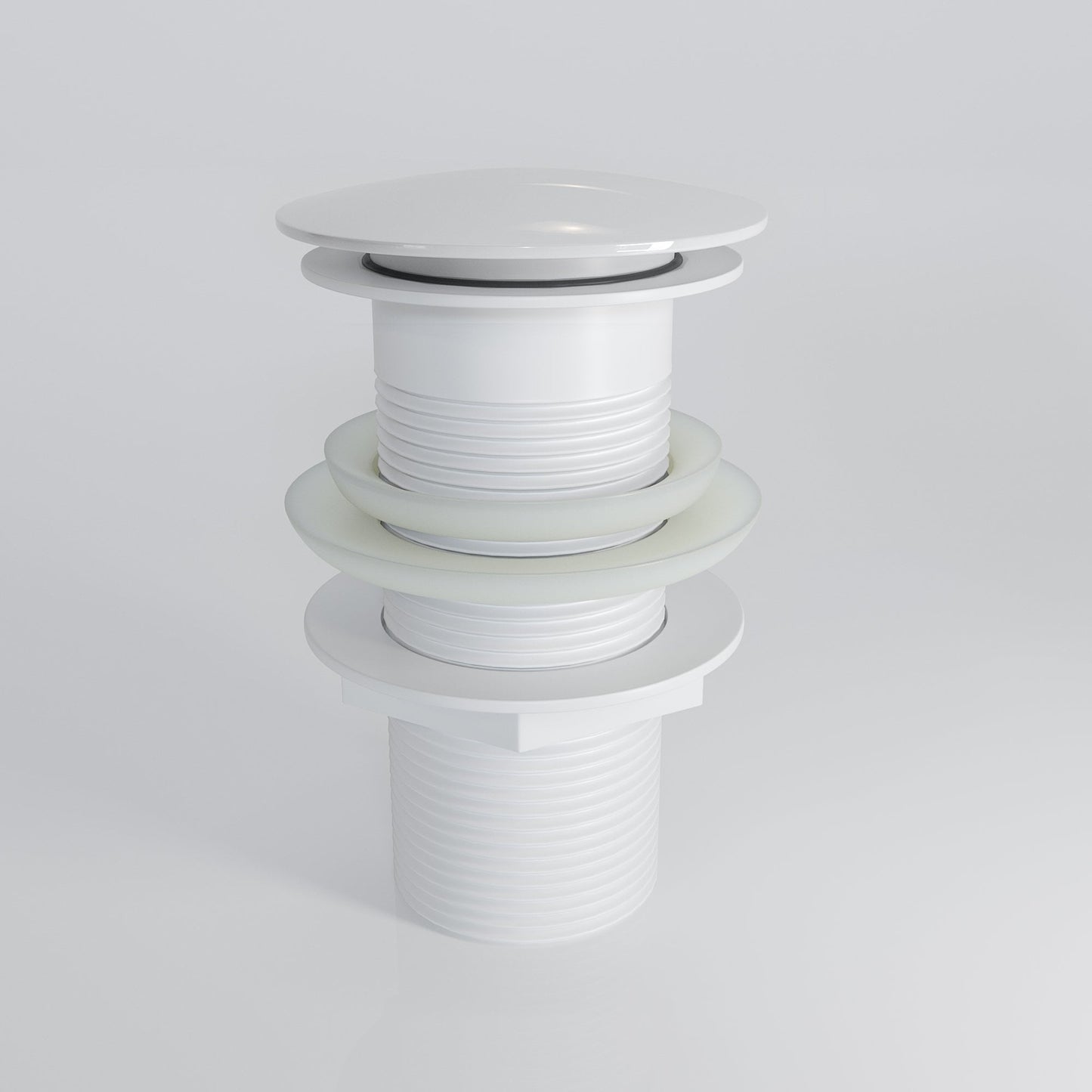 Luxe Polished White Unslotted Click Clack Basin Waste