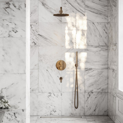 Luxe Rose Gold 3 Way Thermostatic Shower with Handheld Shower & Bath Spout
