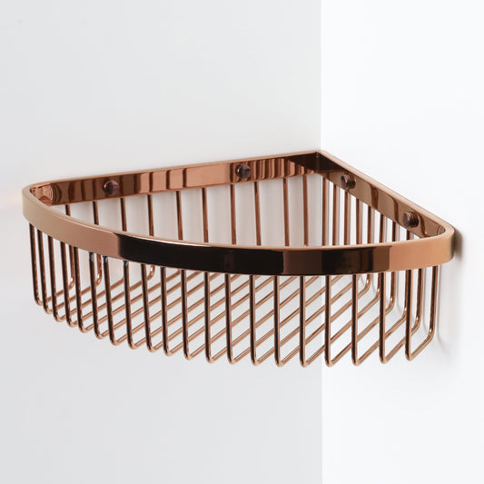 Luxe Rose Gold Corner Shower Storage Basket